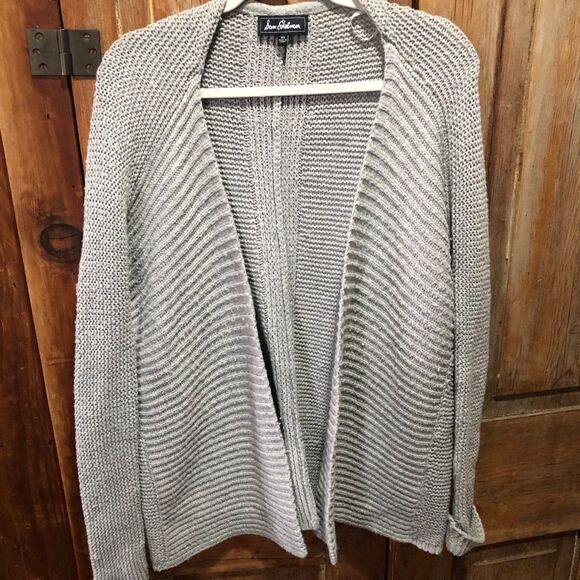 SAM EDELMAN CARDIGAN WOMENS XS LONG OVERSIZED OPEN FRONT FLAWED SLEEVE BEIGE TAN - Picture 8 of 11